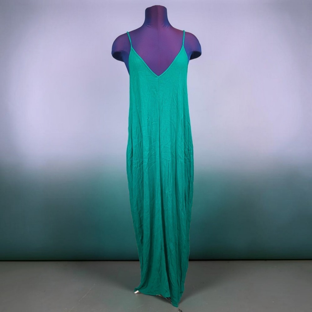 Lovestitch Green Gauze Maxi Dress V-Neck Adjustable Strap Boho S/M